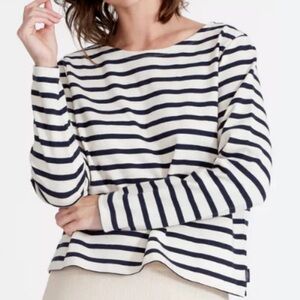 Holebrook Engla Boatneck Striped Navy and White Women's Top Size Large